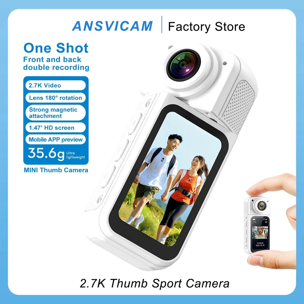 กล้อง Thumb Sport ยอดนิยม 2.7k Hd 180° หมุน Wifi Sport Dv เครื่องบันทึกปั่นจักรยาน Magnetic Attracti