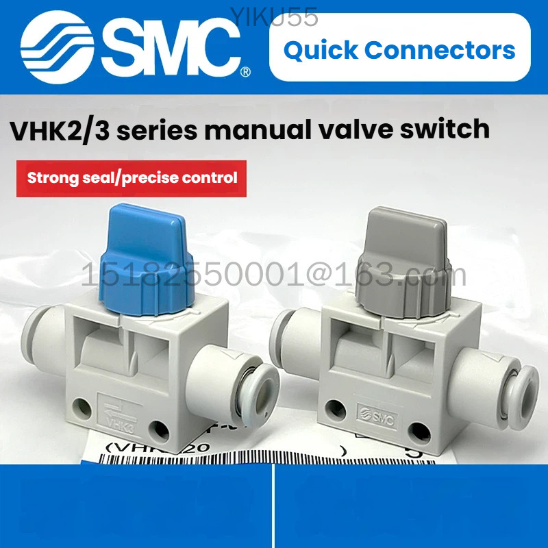 SMC คู่มือวาล์วนิวเมติกสวิทช์วาล์ว VHK2 two-way tee VHK3-04F-06F-08F-10F-12F วาล์วลม