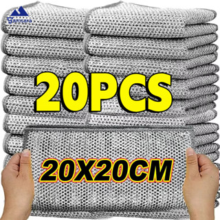 5/10/20 ชิ้นไมโครไฟเบอร์หนา PVA Scrubber | ลวดเหล็กจานผ้า20x…