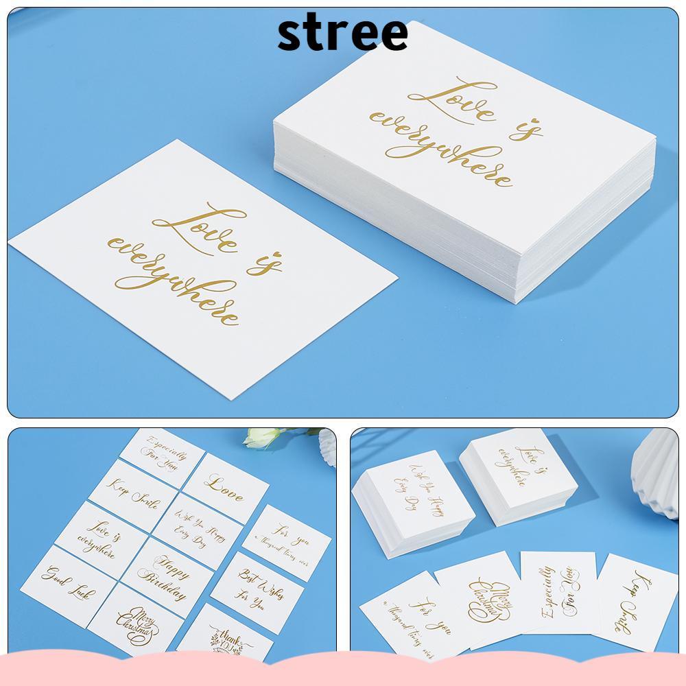 STREE 50 ชิ้นสีขาวการ์ดอวยพรของขวัญ Decor การออกแบบที่เรียบง่ายงานแต่งงานปั๊มทอง
