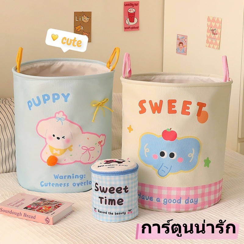 ตะกร้าซักผ้า Dashshund  น้องหมาลายน่ารักสุดๆ มีด้ามจับ พับได้ 4แบบ Laundry Basket ตกแต่งบ้าน - รูปที่ 3