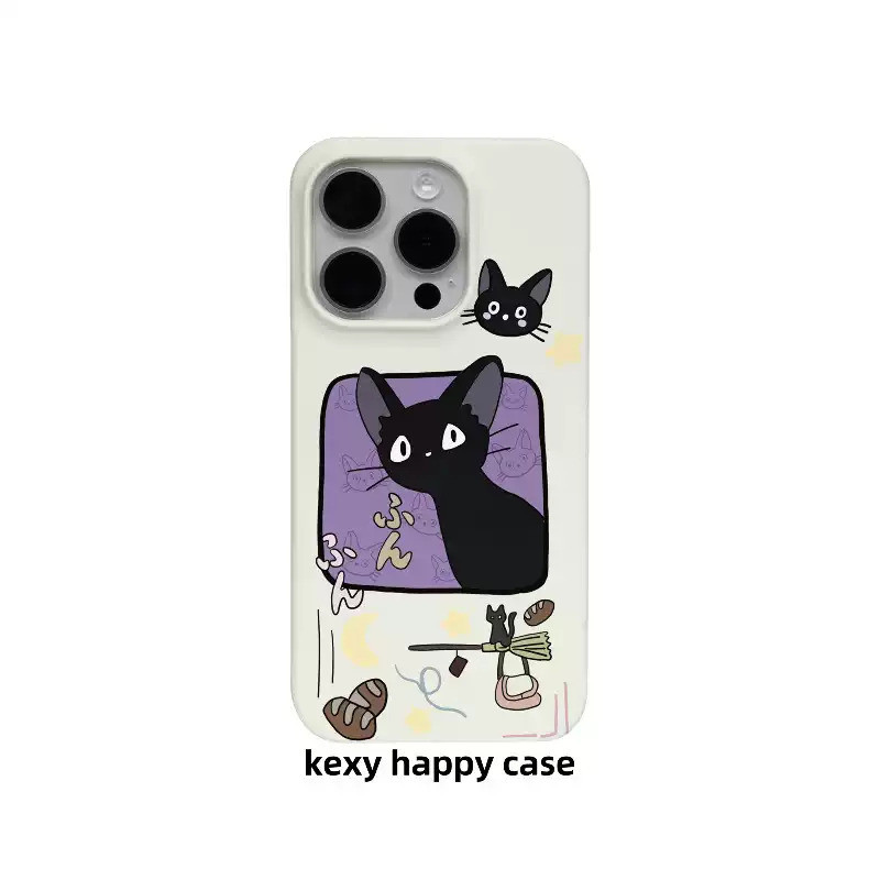 Magic Broom ลูกแมวเหมาะสําหรับ iPhone 15ProMax 17ProMax 13 14Pro 11ProMax XSMAX 16Pro 12ProMax 17Pro XR XS 15Pro 14ProMax 16ProMax กันกระแทกครึ่งแพ็คโทรศัพท์มือถือ Hard Case