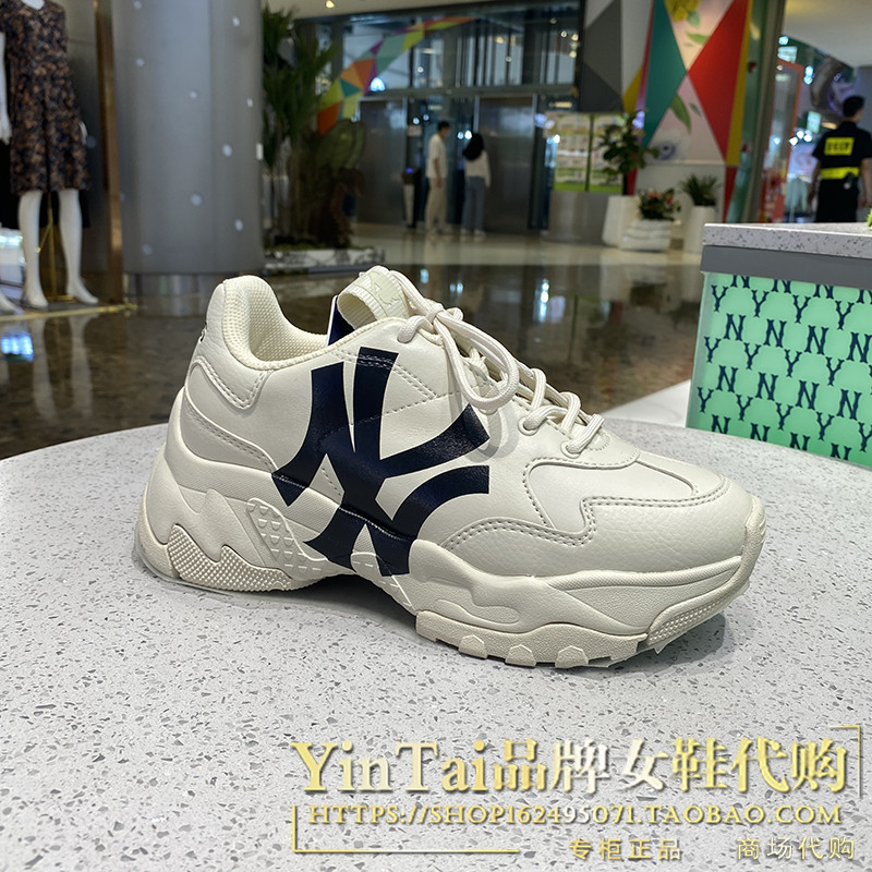 เคาน์เตอร์ของแท้ MLB22 ฤดูใบไม้ผลิสไตล์ใหม่ผู้ชายผู้หญิง NY Label Caramel Sole เพิ่มกีฬาสันทนาการ Da