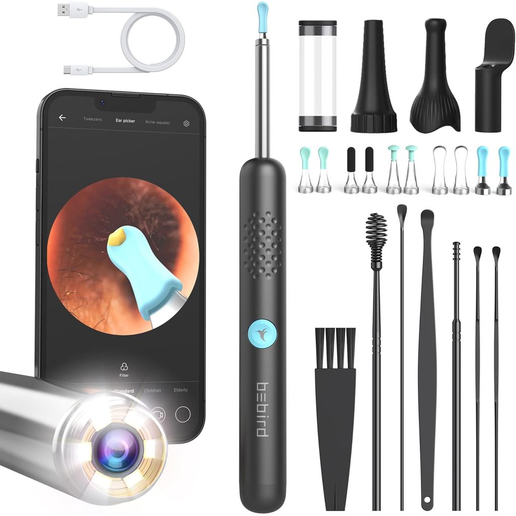 BEBIRD EAR Wax Removal เครื่องมือกล้อง HD - R1 อัพเกรดสมาร์ท Visual Ear Cleaner พร้อม Otoscope, Ear 