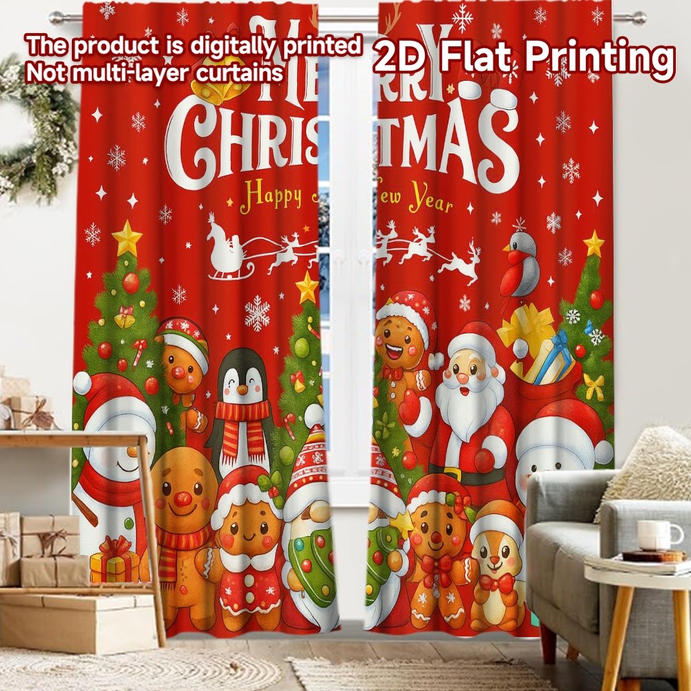 แนะนำ ผ้าม่าน ผ้าม่านพิมพ์ลาย Festive Cheer ขนาด 2 ชิ้น สำหรับตกแต่งบ้าน เหมาะสมกับห้องนอนและพื้นที่มีชีวิตต่าง ๆ ราคาพิเศษ มีเก็บเงินปลายทาง