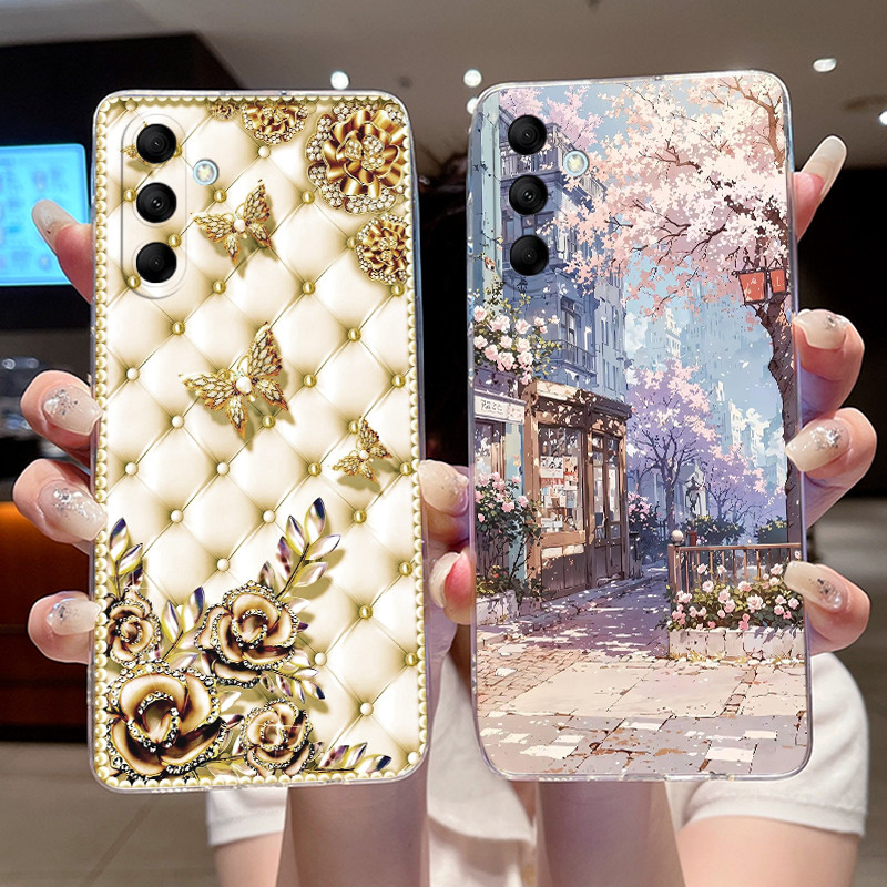 เคสโทรศัพท์สําหรับ Samsung Galaxy M14 5G SM-M146B สีชุดแฟชั่นพิมพ์รูปแบบ Dreamy ทิวทัศน์ Moonlight TPU กันกระแทก Clear Shell