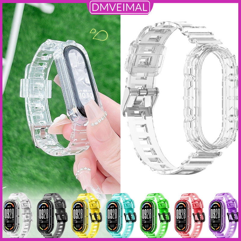 สายรัดกรณีโปร่งใส for Smartwatch Xiaomi MiBand Mi Band 10 9 8 NFC เข็มขัดป้องกันหน้าจอ อุปกรณ์เสริม สร้อยข้อมือ