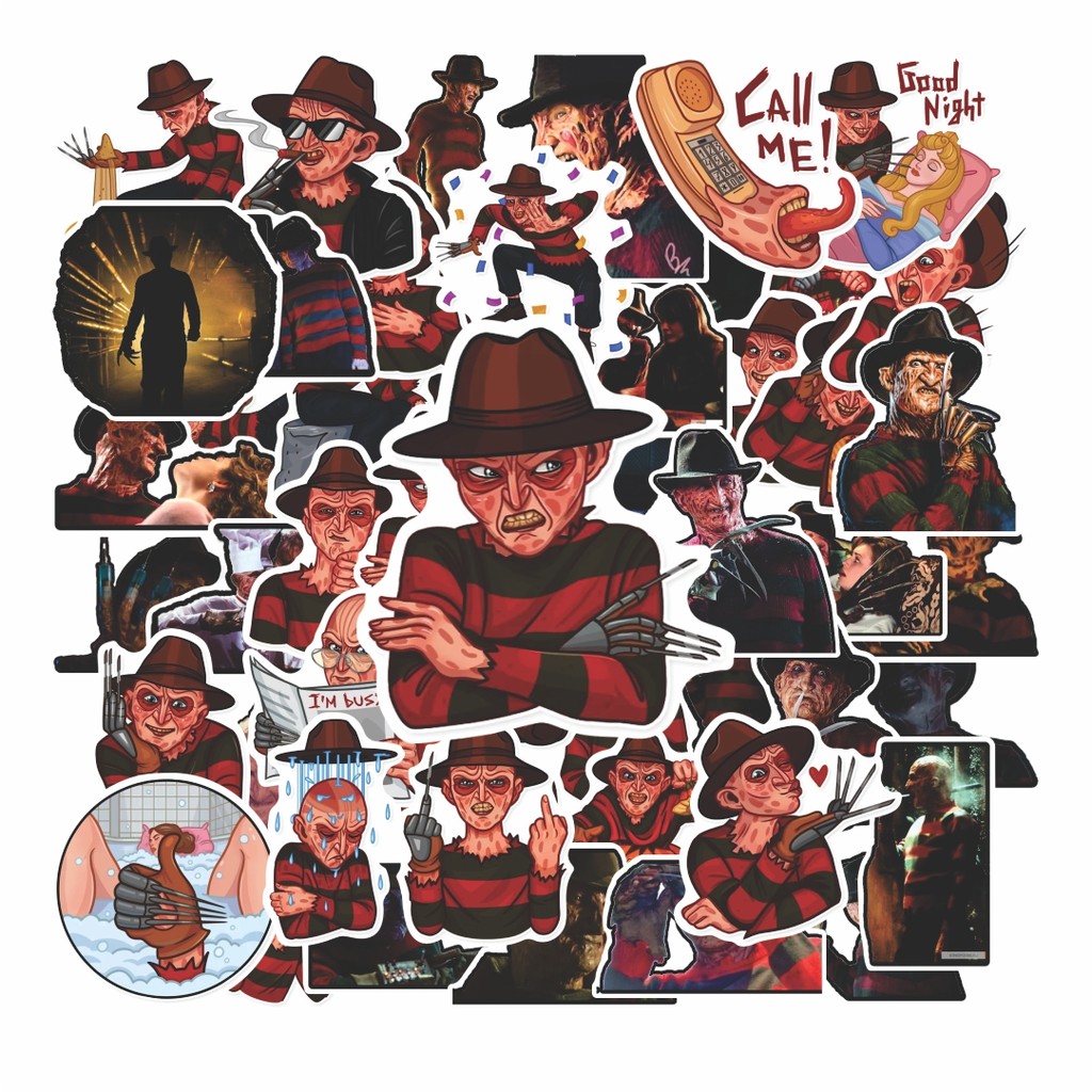 HP 50 ชิ้น FREDDY KRUGER สติ๊กเกอร์ สติ๊กเกอร์กันน้ํา – เหมาะสําหรับปกป้องและตกแต่งแล็ปท็อป โทรศัพท์
