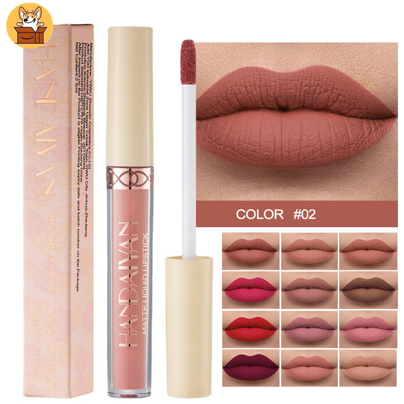 Am-azWaterproof Nude Matte LiquidลิปสติกNon-stick Cup Lip Tintแต่งหน้าMatte Red Lip Glossเครื่องสําอางลิปสติกติดทนนานMake Up
