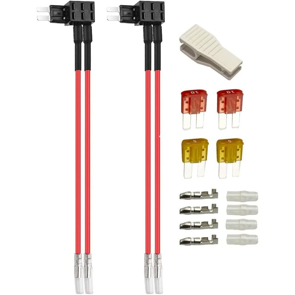 Gebilde 2pcs 12V 24V Micro 2 Dual-Port Add-a-Circuit Fuse Tap, Micro 2 Piggy Back Blade Fuse Holder 