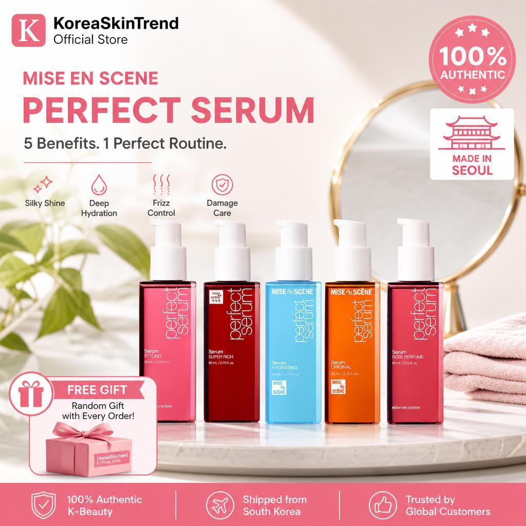 Mise-En-Scene Perfect Serum Hair Oil 80ml - Rose, Super Rich, Hyaluronic Acid, Pink, Brown - Nourish