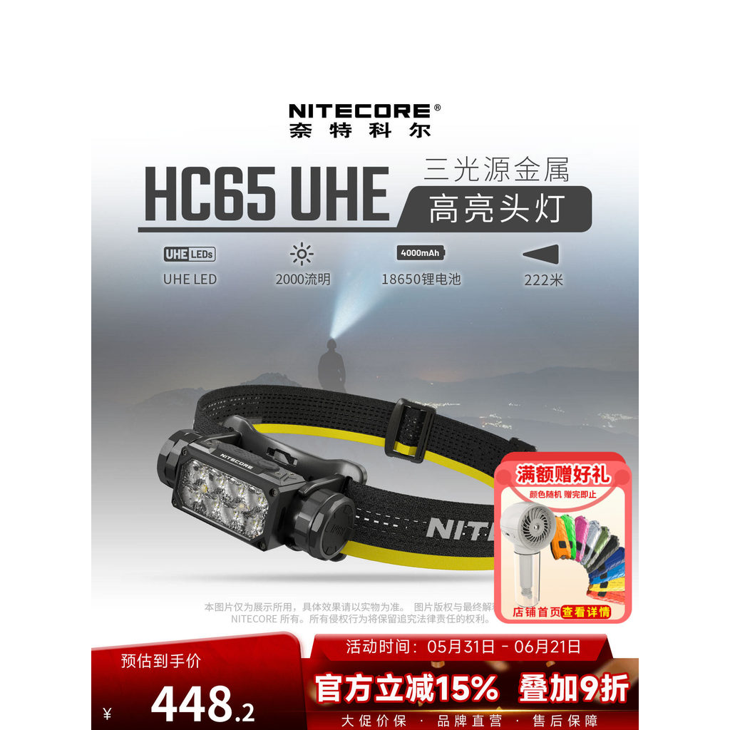 NITECORE NITECORE HC65 UHE ไฟหน้ากลางแจ้งแสงที่แข็งแกร่งแบบติดหัวที่สว่างเป็นพิเศษสํารวจสไตล์เดียวกั