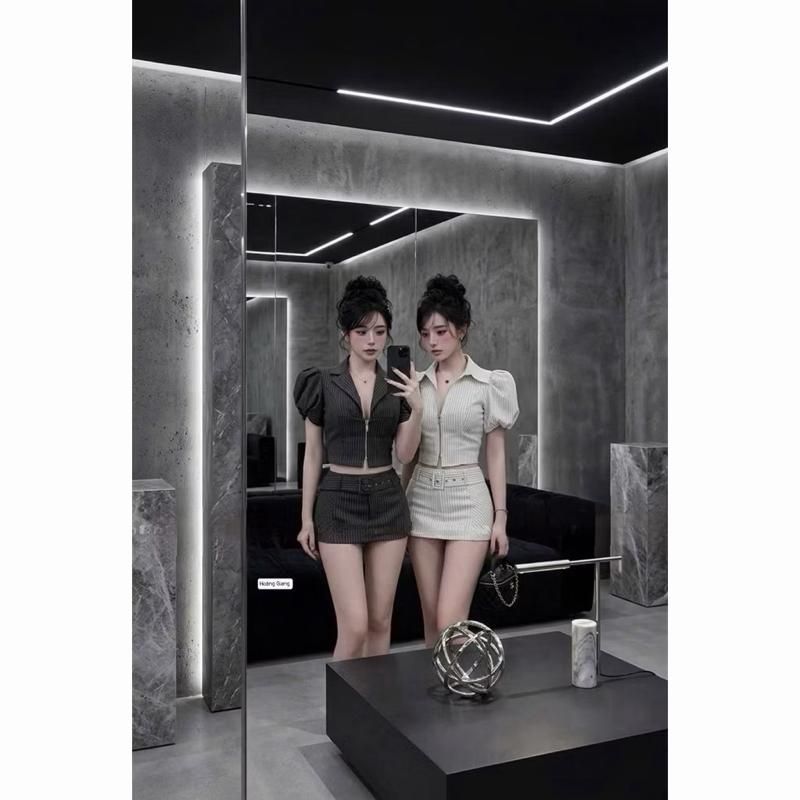 ชุดกระโปรงลายทางพร้อมคอร์เซ็ท (X39) BIGSIZE 60-90kg