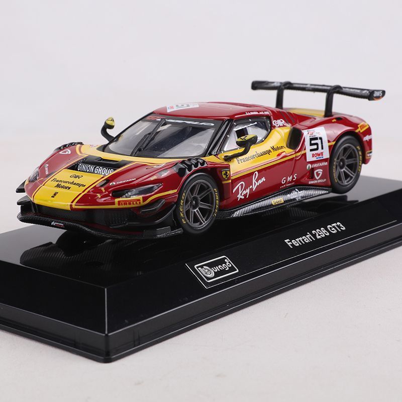 Burago 1/43 Ferrari 296 GT3 2025 LeMans 24H โลหะผสมโมเดลรถDiecastของเล่นของขวัญวันเกิด