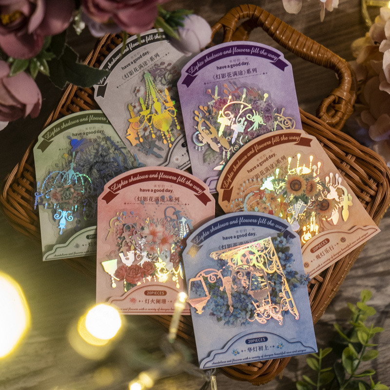 Laser Silver PET Sticker Light Shadow Flower Full