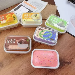 สกุชชี่ไอติมมูสถาดเล็ก เนื้อนุ่มหนึบ หอมสโลว์ ขนมปังเหนียวเพิ่มขึ้นช้า ของเล่นบีบคลายเครียด น่ารัก กลิ่นหอม