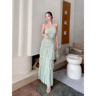 A1028 เดรสยาวออกงาน รุ่นระบายเว้าเอว ชุดออกงาน ชุดเดรสยาว เดรสสวย