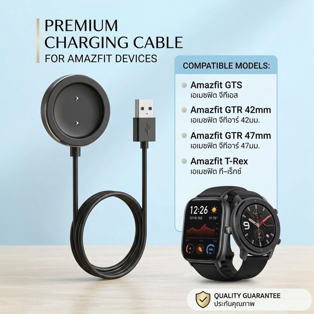 สายชาร์จ Amazfit GTR 42mm 47mm / GTS / T-Rex ที่ชาร์จแม่เหล็ก รุ่น A1901 A1913 A1909 A1918 ส่งจากไทย