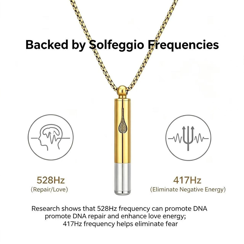 528Hz สร้อยคอหยดน้ําความเครียดบรรเทา Aid สมาธิความวิตกกังวลบรรเทาเครื่องประดับไทเทเนียมเหล็กนกหวีดดน