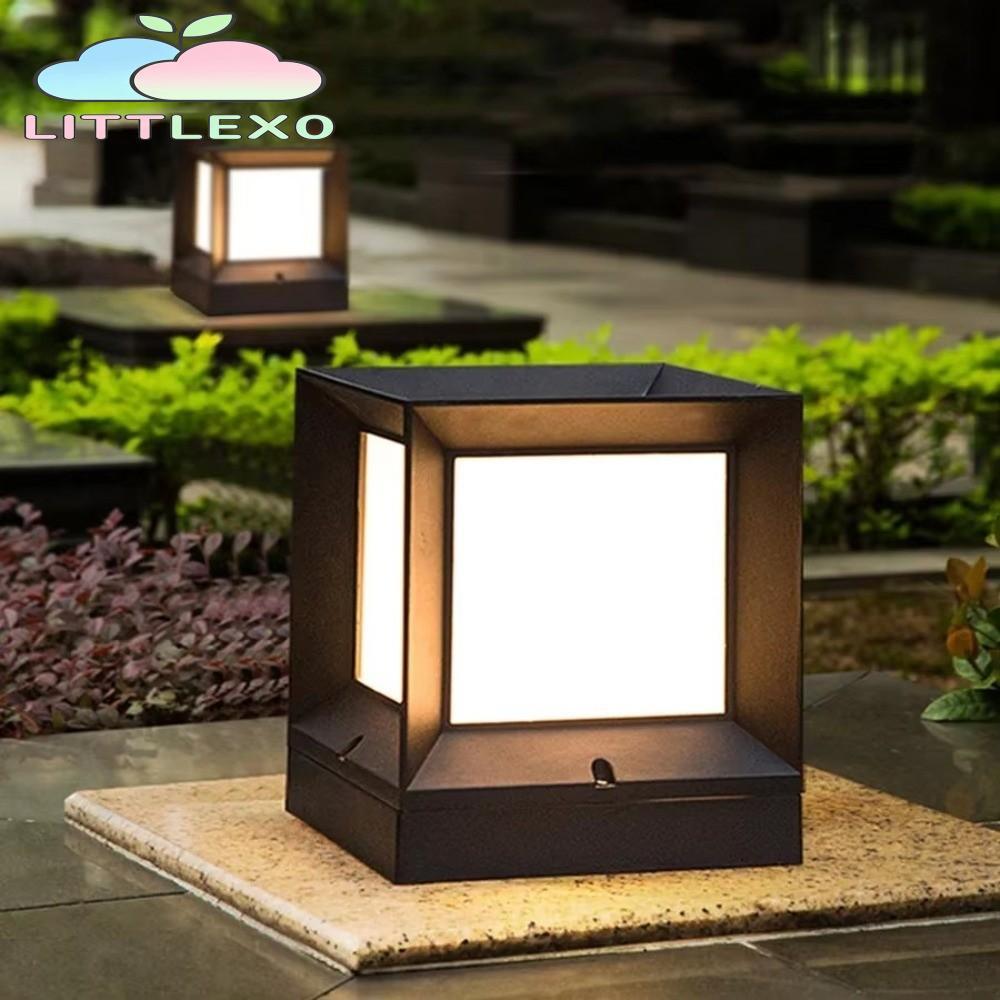 LITTLEX ไฟ Led โพสต์กลางแจ้ง, ไฟคอลัมน์ติดตั้งตู้ 220V, คอลัมน์โมเดิร์น Pier E27 IP54 รั้วกันน้ําหมว