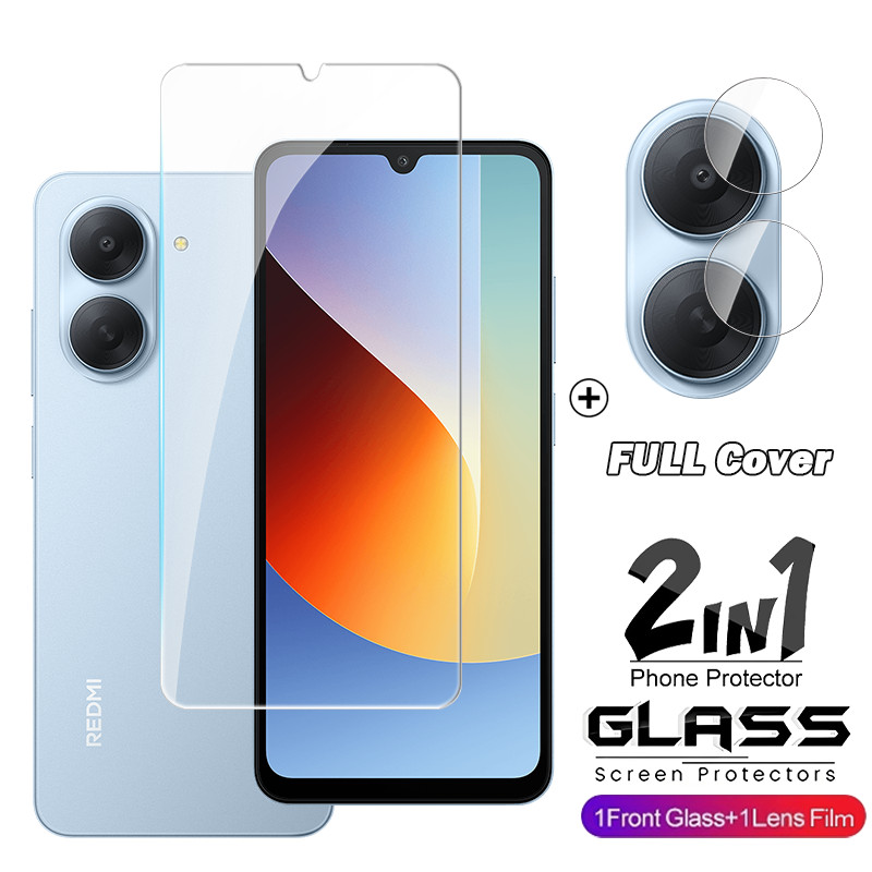 2in1 สําหรับลายนิ้วมือปลดล็อคกระจกนิรภัยสําหรับ Redmi A7 4G RedmiA7 A7Pro A5 7 4G 3D Protector เต็มหน้าจอฝาครอบหน้าจอ HD เลนส์ป้องกันฟิล์ม