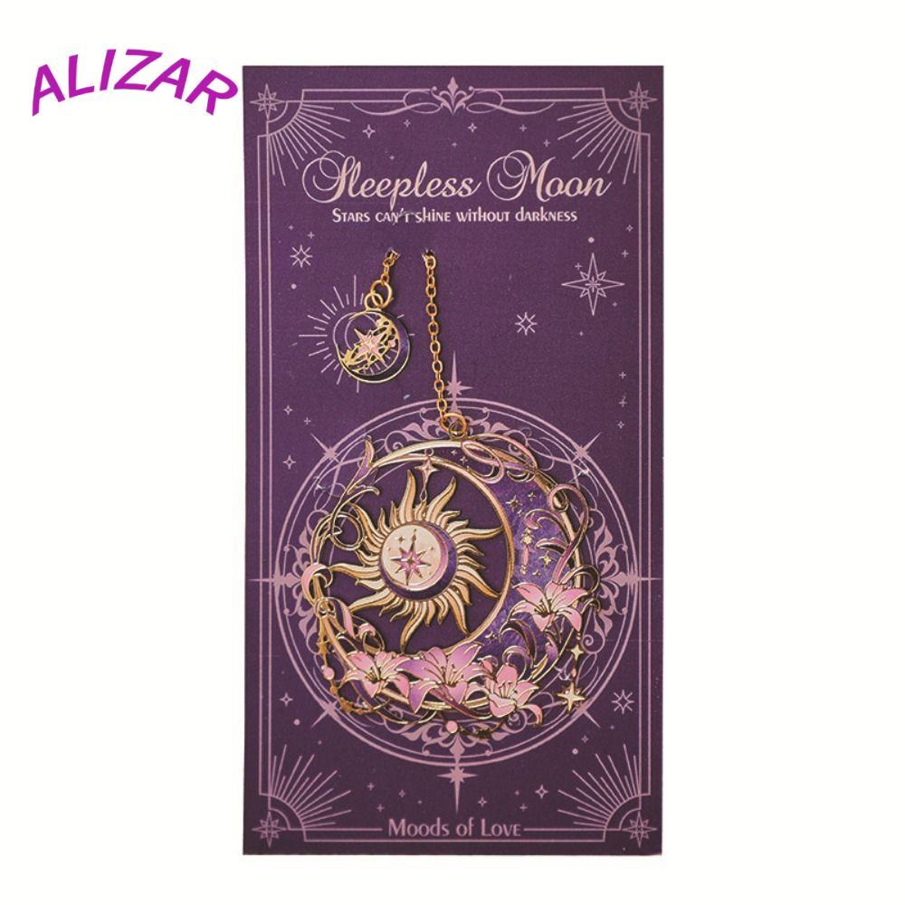ที่คั่นหนังสือ ALIZAR, ดอกไม้ลม Snow Moon คลิปหนังสือโลหะ, Multi-functional สีสัน Bronzing พร้อมโซ่หน้าหนังสือ Mark เครื่องมือของขวัญ