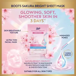 Boots Sakura Bright Sheet Mask 20Ml บู๊ทส์ ซากุระ ไบรท์ ชีท มาส์ก 20 มล.