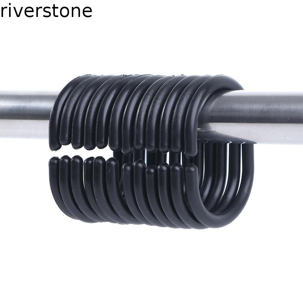 RIVERSTONE Curtain Hook Replacement Plastic C Type Bendable White/Black Hooks Rings Rings