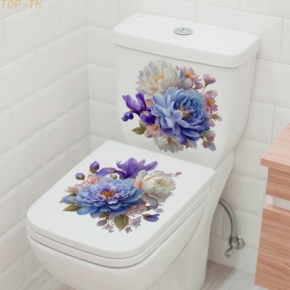 Floral For Bathroom Decal PVC Waterproof Sticker for Toilet Area Tile Glass Wall