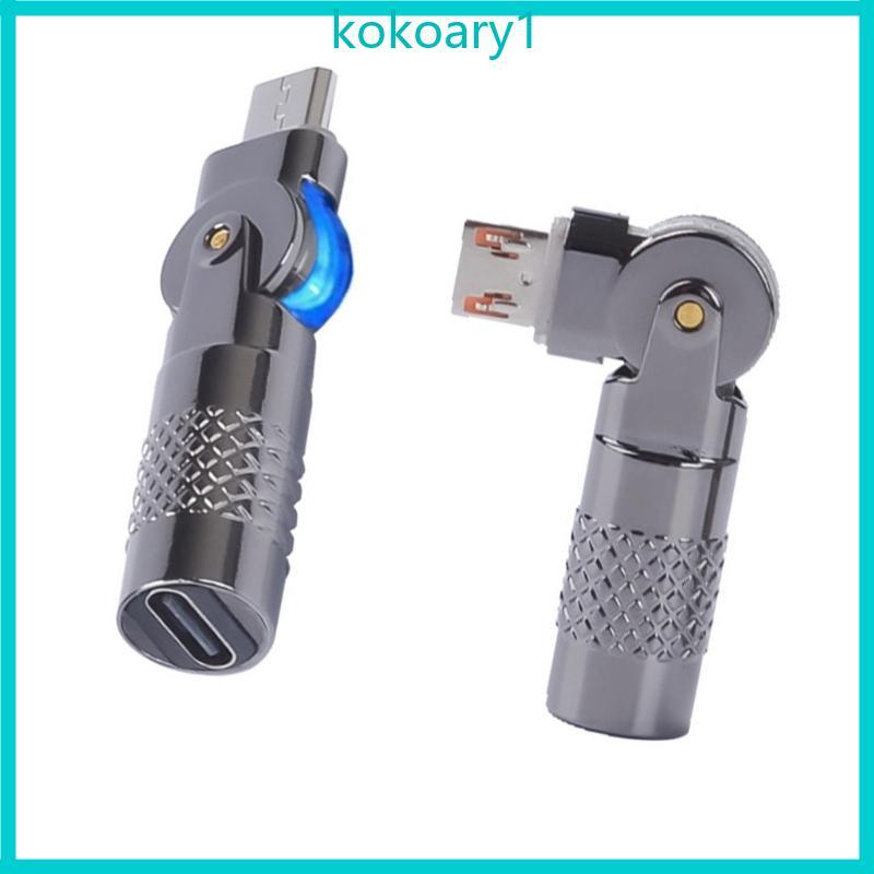 KOKO อะแดปเตอร์มุมขวาประเภท C ถึง USB 90 องศาสําหรับการถ่ายโอนข้อมูลการชาร์จอย่างรวดเร็ว 60W
