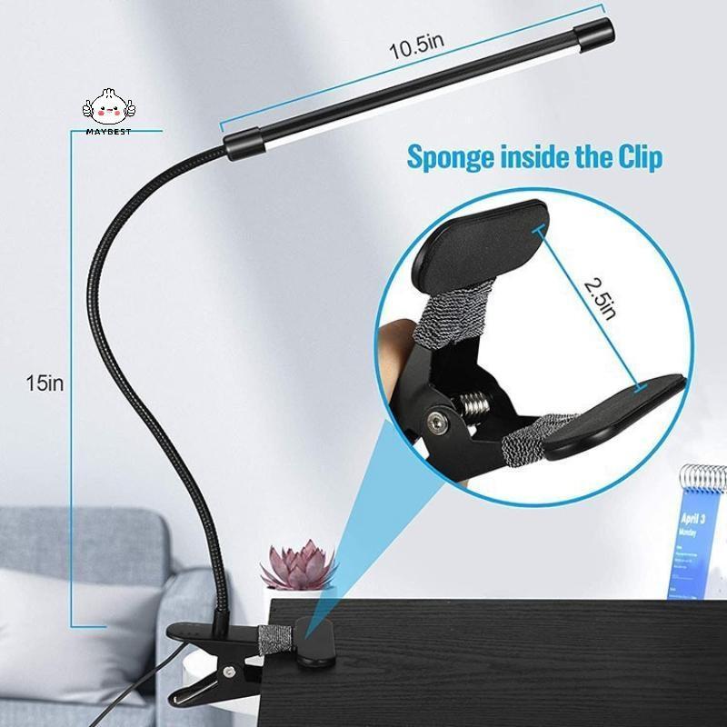 {maybest} ไฟ LED คลิปบนไฟอ่านหนังสือ USB C ชาร์จป้องกันดวงตา 3 โหมดแสงสําหรับหอพักศึกษาห้องนอนข้างเตียง {TH}