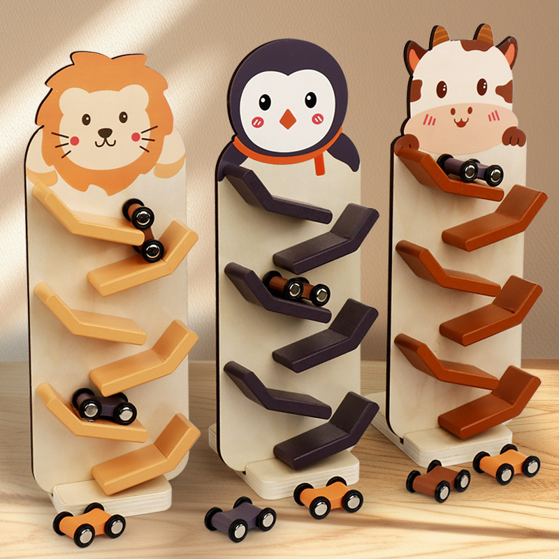 New children's toy: fun bear glider car, rolling car, educational inertia toy for toddlers, wooden s