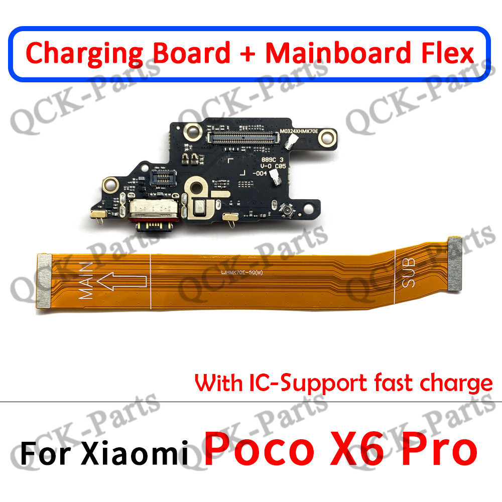 สําหรับ Redmi K70E พร้อม IC USB Board Charger แท่นชาร์จพอร์ตขั้วต่อ Flex สําหรับ Xiaomi POCO X6 Pro 
