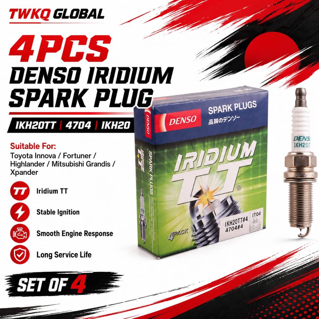 หัวเทียน DENSO Iridium TT IKH20TT 4704 ชุด 4 สําหรับ Innova Fortuner Highlander Grandis Xpander