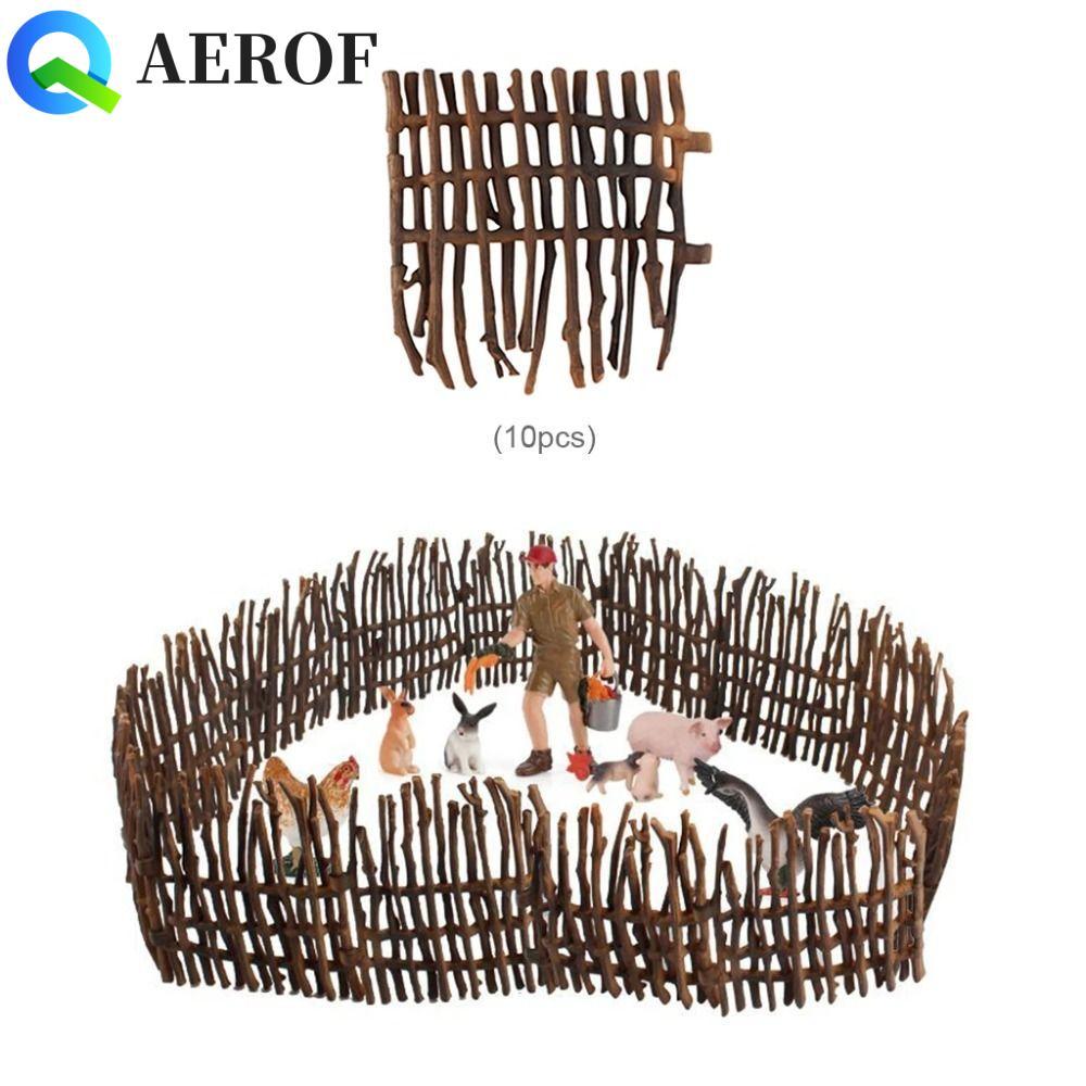 AEROF จําลองฟาร์ม Ranch DIY รั้ว, อุปกรณ์รั้วฟาร์ม DIY จําลองรั้ว Ranch, Zoo ตุ๊กตารุ่นตกแต่งพลาสติก