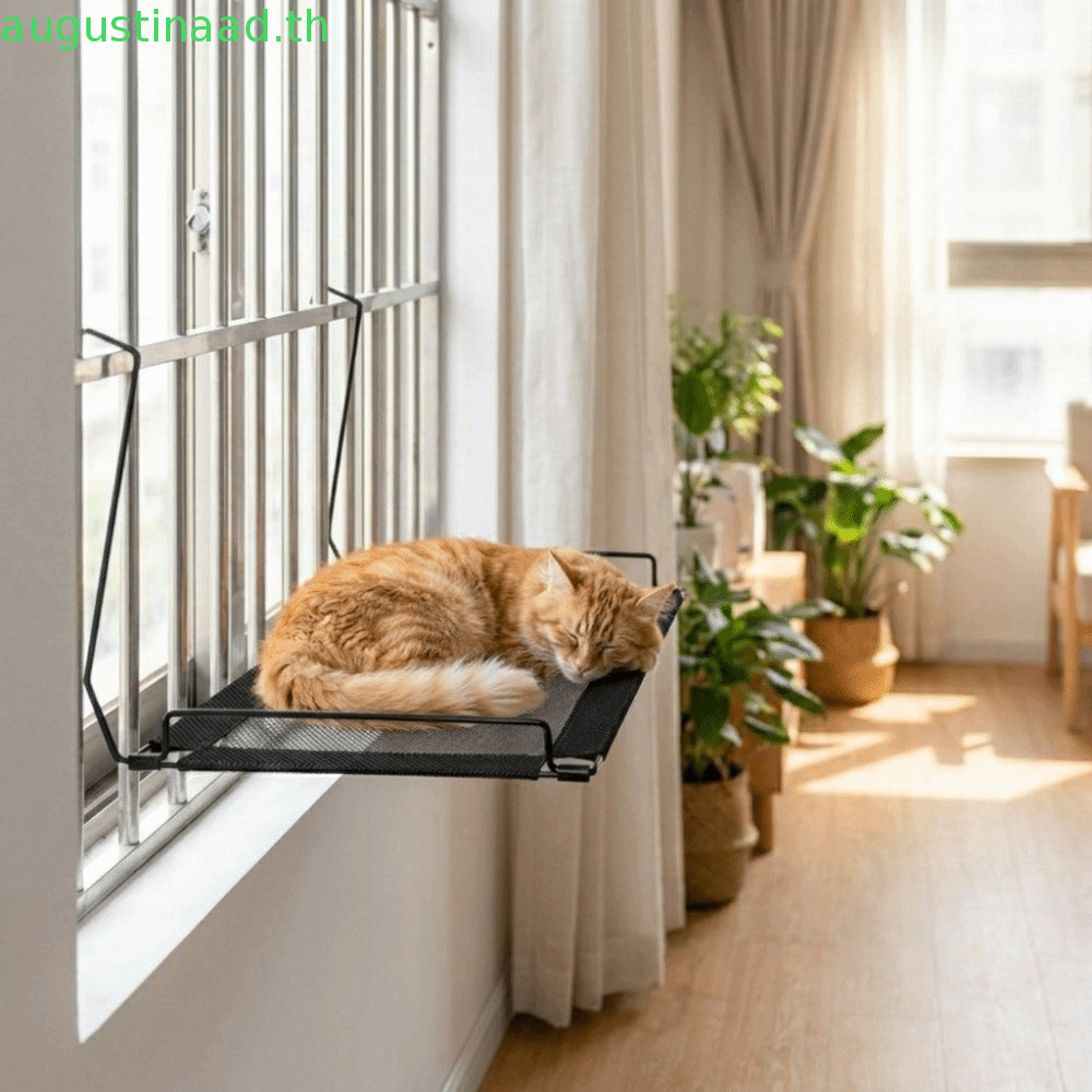 NYTRO เตียงแขวนแมว, Stable No-punching Cat Window Hammock, Creative ทนทาน Breathable ตาข่ายพับแมว Sunbathing เตียงหน้าต่าง Perch