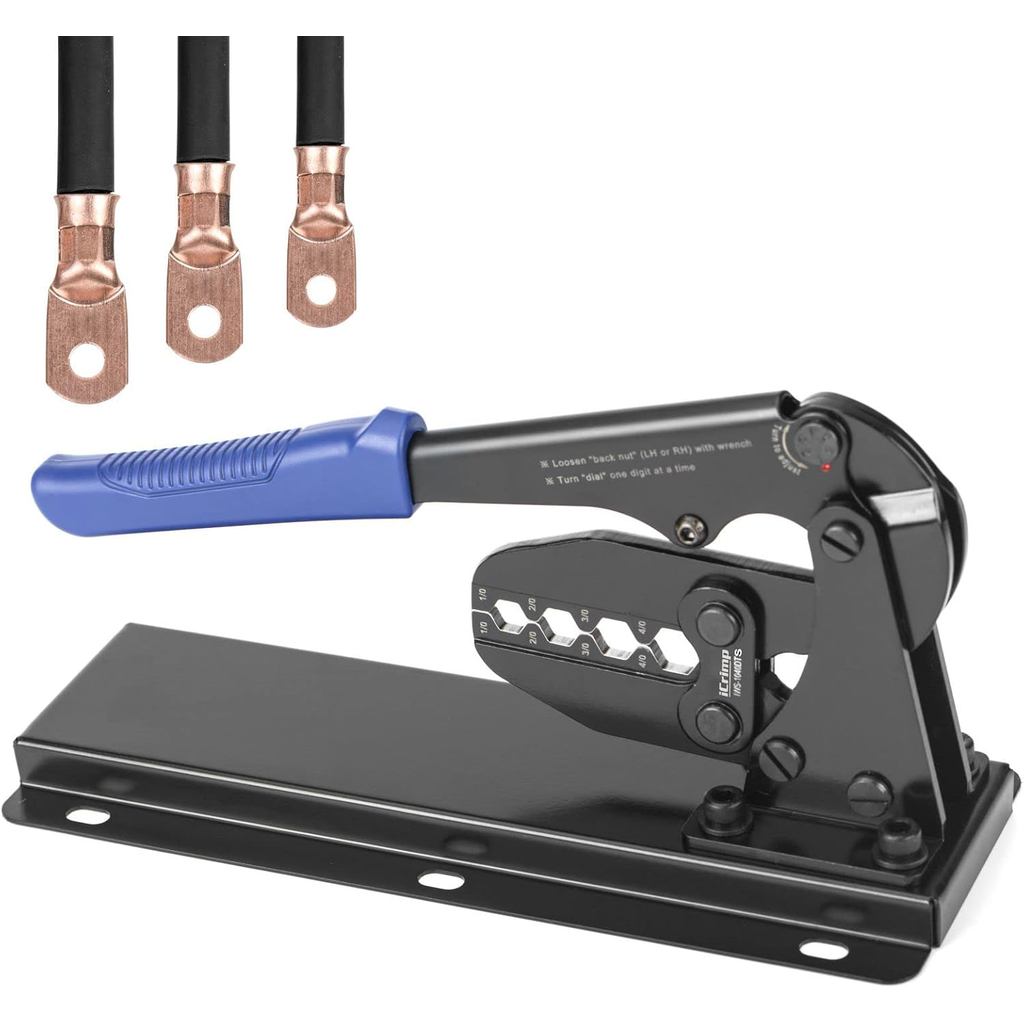 ICrimp Cable Lug Crimper Bench Mount Type สําหรับสายแบตเตอรี่ Lugs และลวดทองแดง Lug AWG 1/0, 2/0, 4/