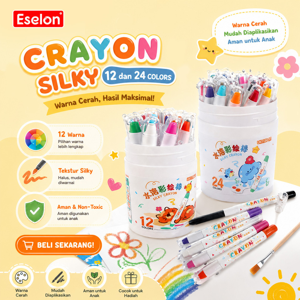Silky Crayon Twist in Tube & Mica Packaging / Silky Crayon 12.24 สี