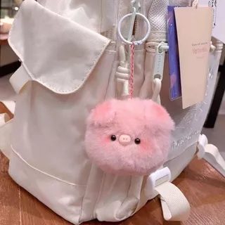 พวงกุญแจตุ๊กตาลูกหมูน่ารักพร้อมเสียง - จี้ปุยน่ารักสําหรับกระเป๋าและคีย์