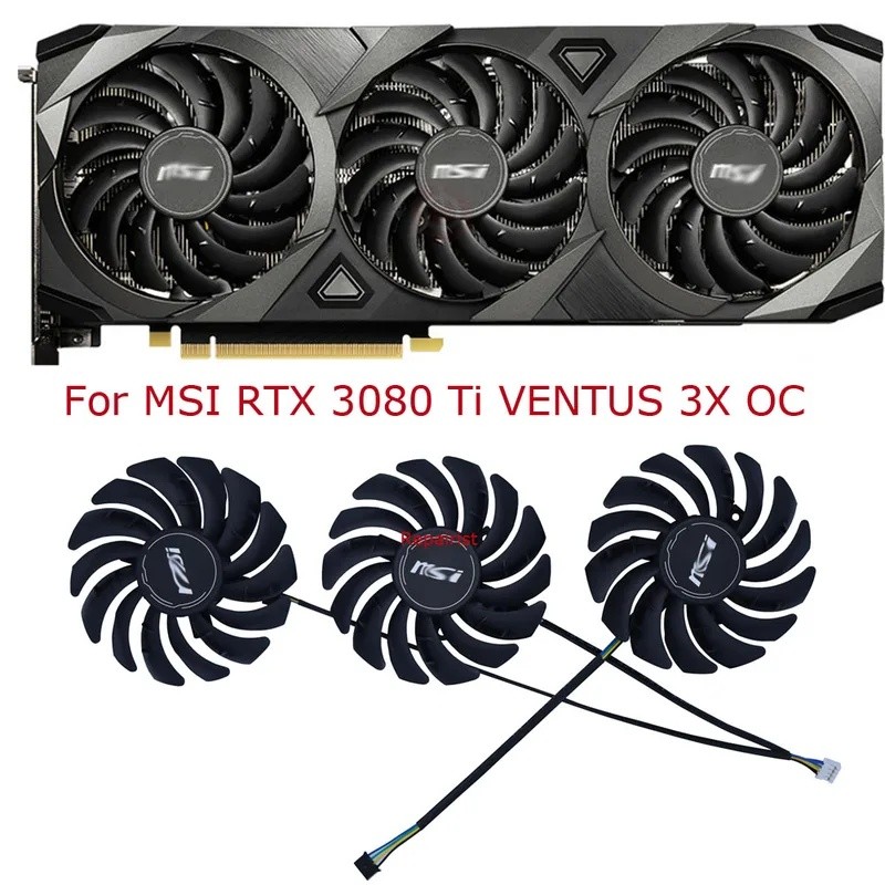 พัดลมการ์ดวิดีโอ,PLD09210B12HH,GPU Cooler,สําหรับ MSI RTX 3080Ti 3070Ti 3060Ti VENTUS 3X,สําหรับ MSI