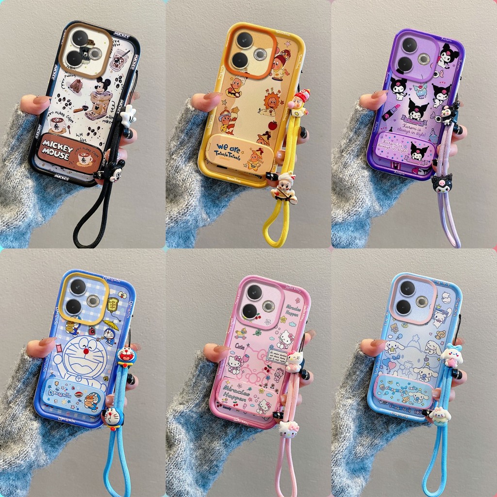 เคส OPPO A5 Pro กระจกลายการ์ตูนน่ารักพร้อมขาตั้งเคสโทรศัพท์