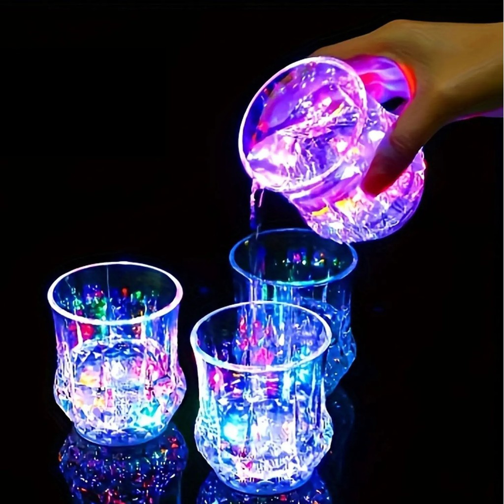 ของขวัญวันพ่อ 2-4-6Pack Liquid Activated LED Flash Crystal Drink Set, Multicolor Water-Activated Aut