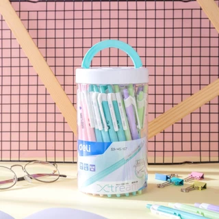 ปากกาลูกลื่น Deli 0.7 มม. หมึกน้ำเงิน เขียนลื่น มี 3 รุ่นให้เลือก: พาสเทล / ใส / คลาสสิก