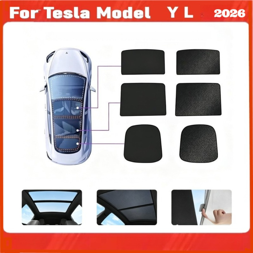 ผ้าบังแดดหลังคารถ Tesla Model YL ปี 2026 ผ้าตาข่ายกันความร้อน กันแดด สำหรับกระจกหลังคา