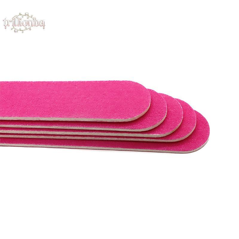 Onba 10 ชิ้น Rose Red ล้างทําความสะอาดได้ตะไบเล็บสไตล์ยาวทรายสองด้านเครื่องมือขัดมืออาชีพกระดาษทรายเ