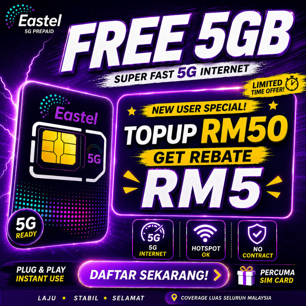 UMOBILE Eastel Prepaid Boleh พกพาข้อมูลไปข้างหน้า 4G 5G ข้อมูลความเร็วสูงไม่จํากัดซิมการ์ดโทร
