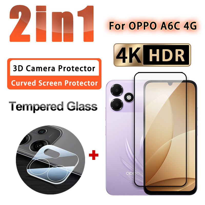 2 IN 1 ฟิล์มกระจกนิรภัย OPPO A6C 4G 3D เลนส์ฟิล์มสําหรับ OPPO A6C A6 Pro GT A6x A6t A6s Pro A6i A6k 