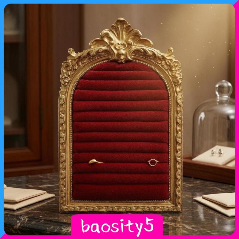 [Baosity5] Classic Vintage Jewelry Frame Velvet Surface Jewelry Gold Black 5x7 นิ้ว