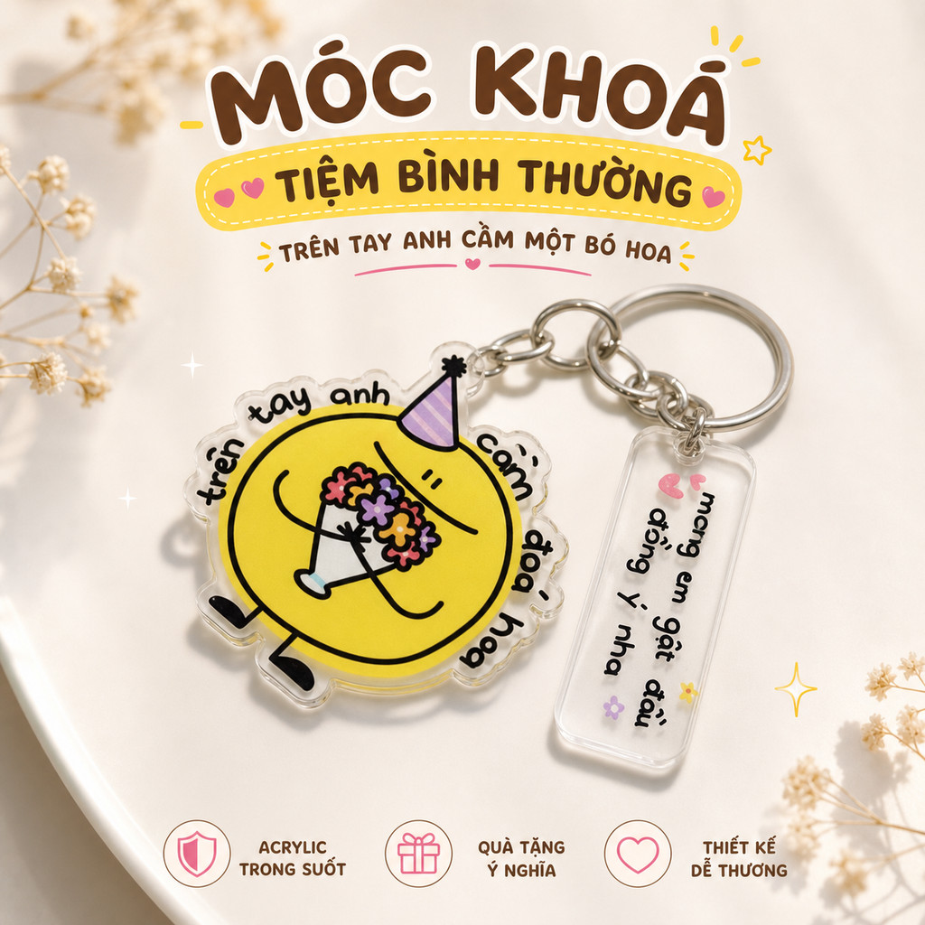 NORMAL SHOP KEYCHAIN - ON YOUR HAND HOLDING A BOUQUET OF FLOWERS nlp