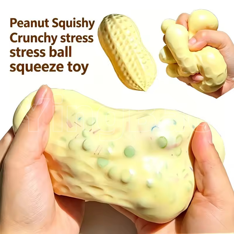ถั่วลิสง Squishy Crunchy Stress Ball บีบของเล่น Handmade Squeeze Ball Buttery-Soft Feel Fidget ของเล่น ASMR Sensory ของเล่นสําหรับผู้ใหญ่